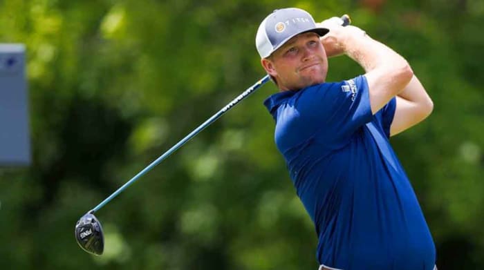 Trey Mullinax is shown in the final round of the Barbasol Championship.